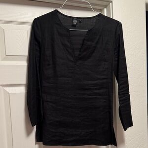 BCBG MAX AZRIA Black Linen Blend Tunic